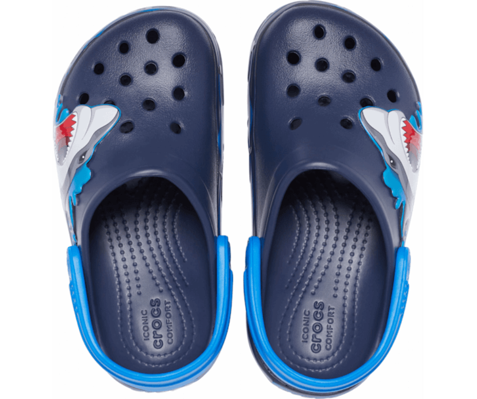 Crocs Kids'  Fun Lab Shark Lights Clog Navy