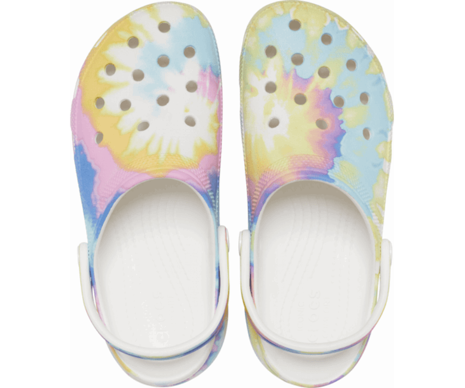 Crocs Women's Classic Platform Tie-Dye Graphic Clog White-Multi