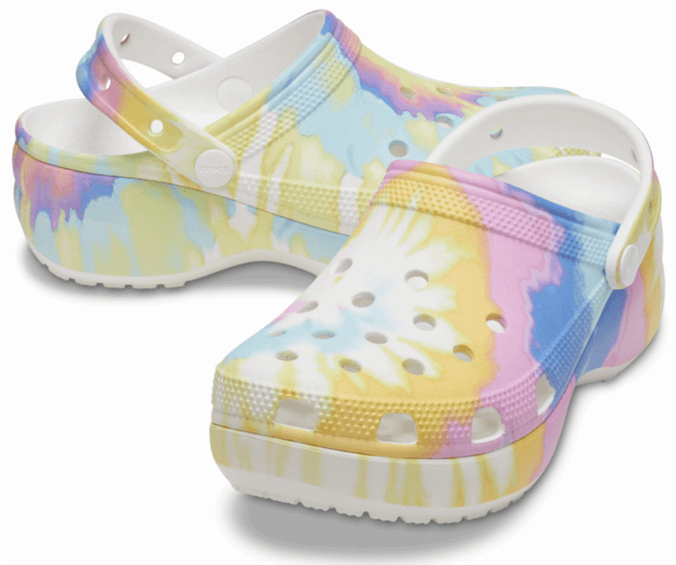 Crocs Women's Classic Platform Tie-Dye Graphic Clog White-Multi