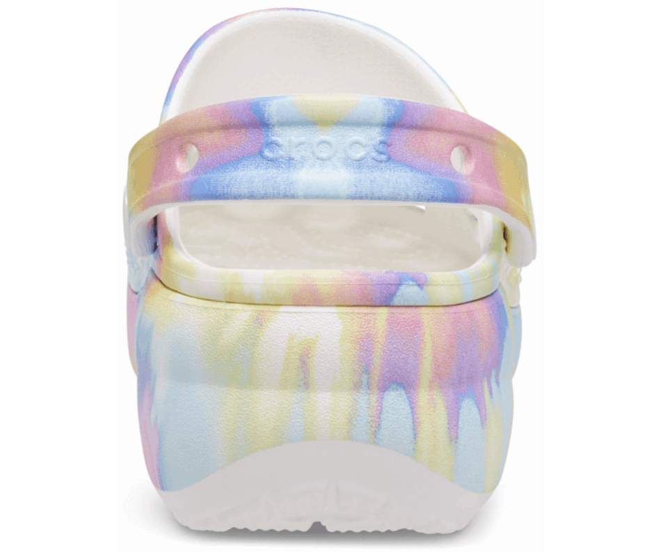 Crocs Women's Classic Platform Tie-Dye Graphic Clog White-Multi