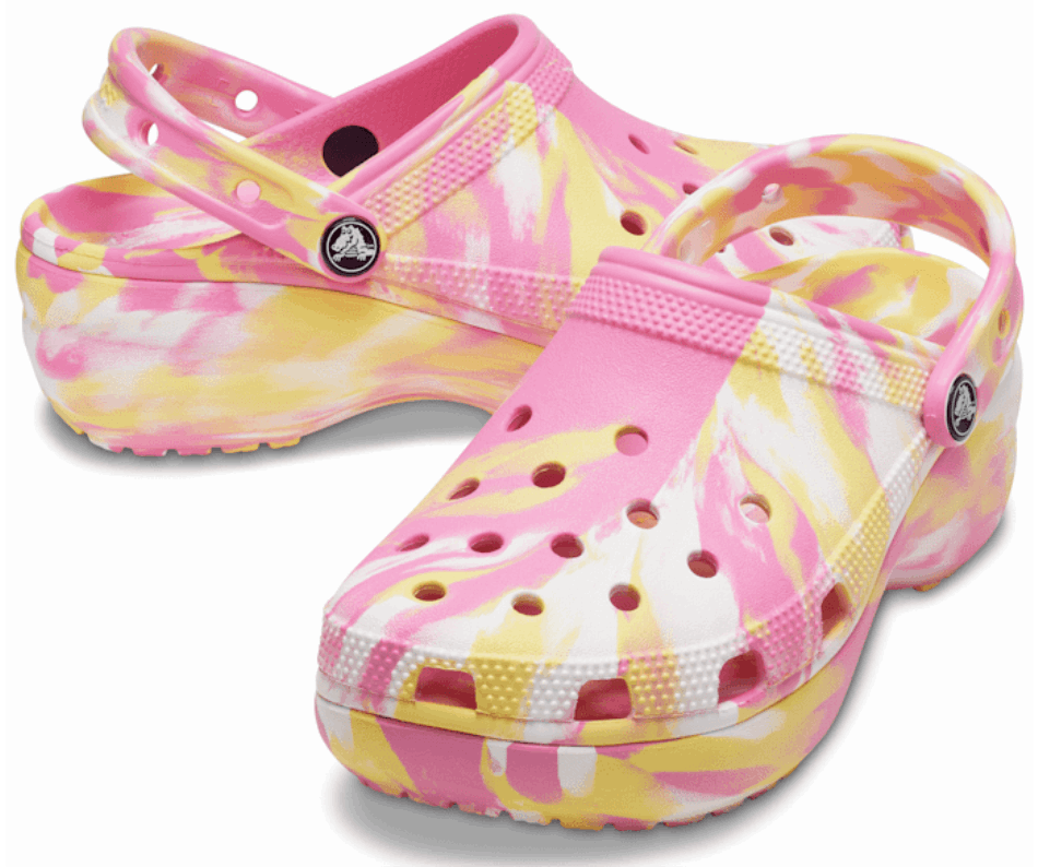 Crocs Women's Classic Platform Marbled Clog Pink Lemonade-Multi