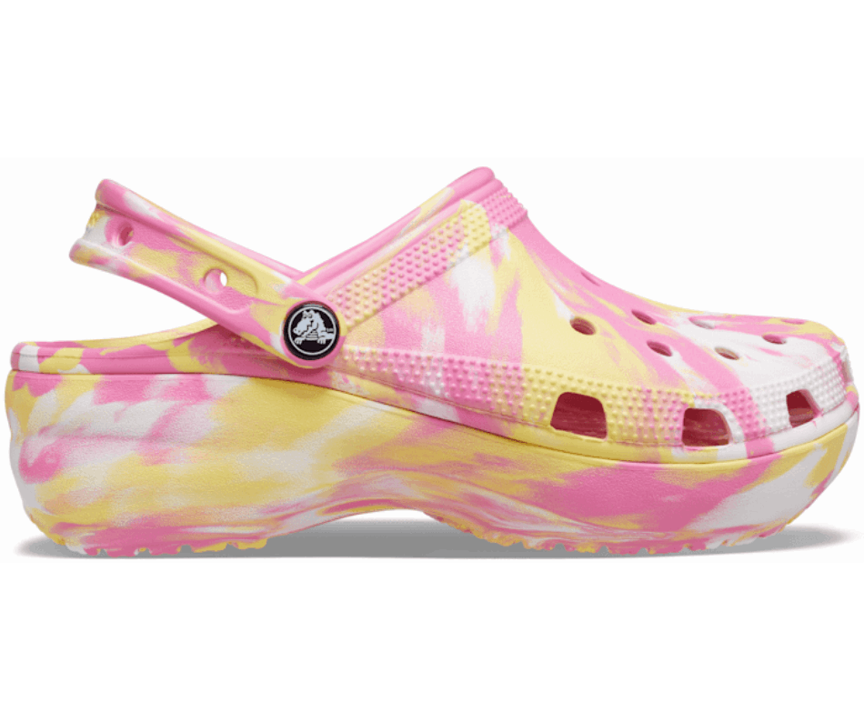 Crocs Women's Classic Platform Marbled Clog Pink Lemonade-Multi