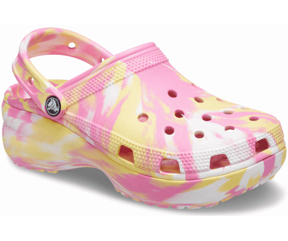 Crocs Women's Classic Platform Marbled Clog Pink Lemonade-Multi