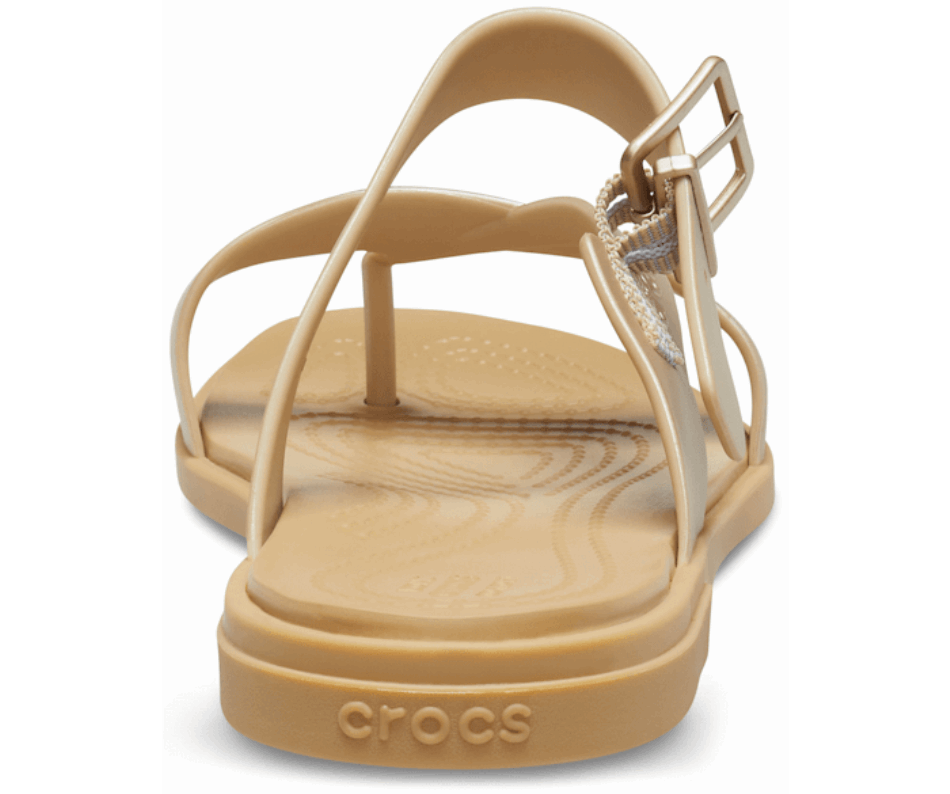 Crocs Women's Tulum Metallic Toe Post Sandal Metallic Champagne