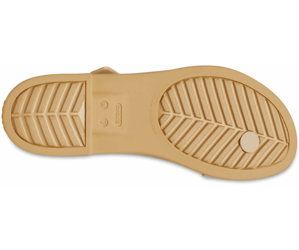 Crocs Women's  Tulum Metallic Toe Post Sandal Metallic Champagne