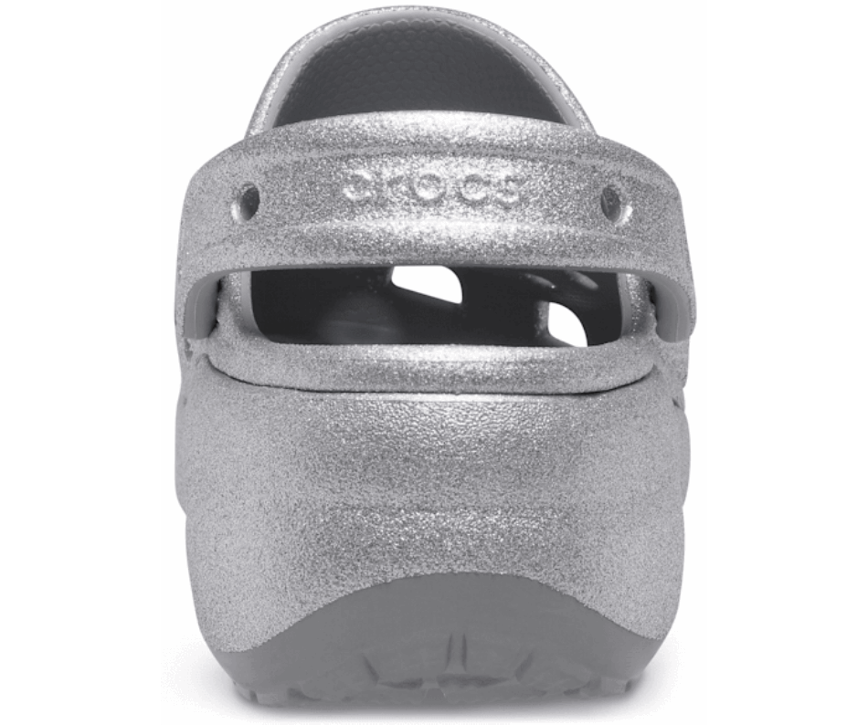 Crocs Women's Classic Platform Glitter Clog Silver
