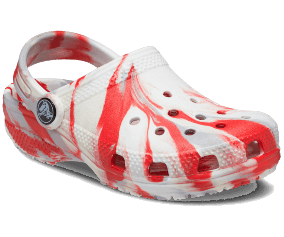 Crocs Kids' Classic Marbled Clog White-Flame