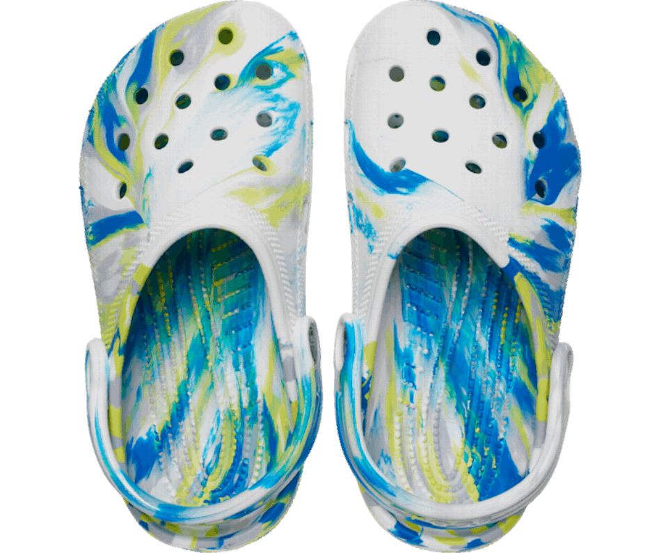 Crocs Kids' Classic Marbled Clog White-Bright Cobalt