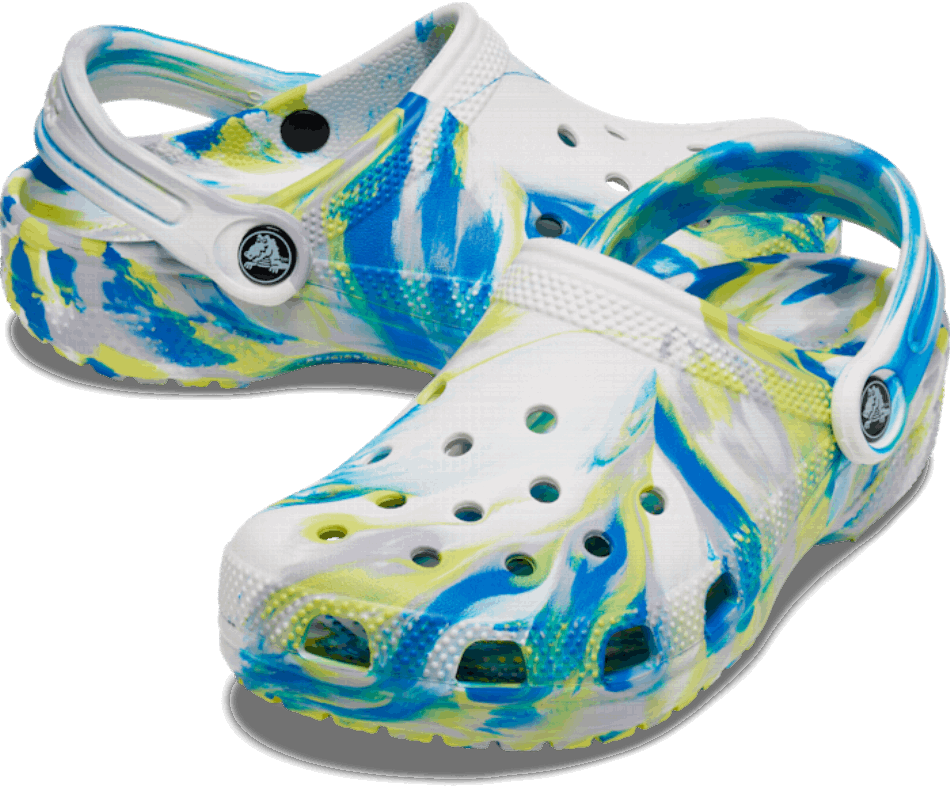 Crocs Kids' Classic Marbled Clog White-Bright Cobalt