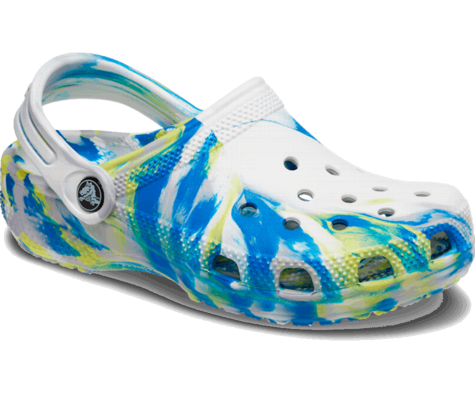 Crocs Kids' Classic Marbled Clog White-Bright Cobalt