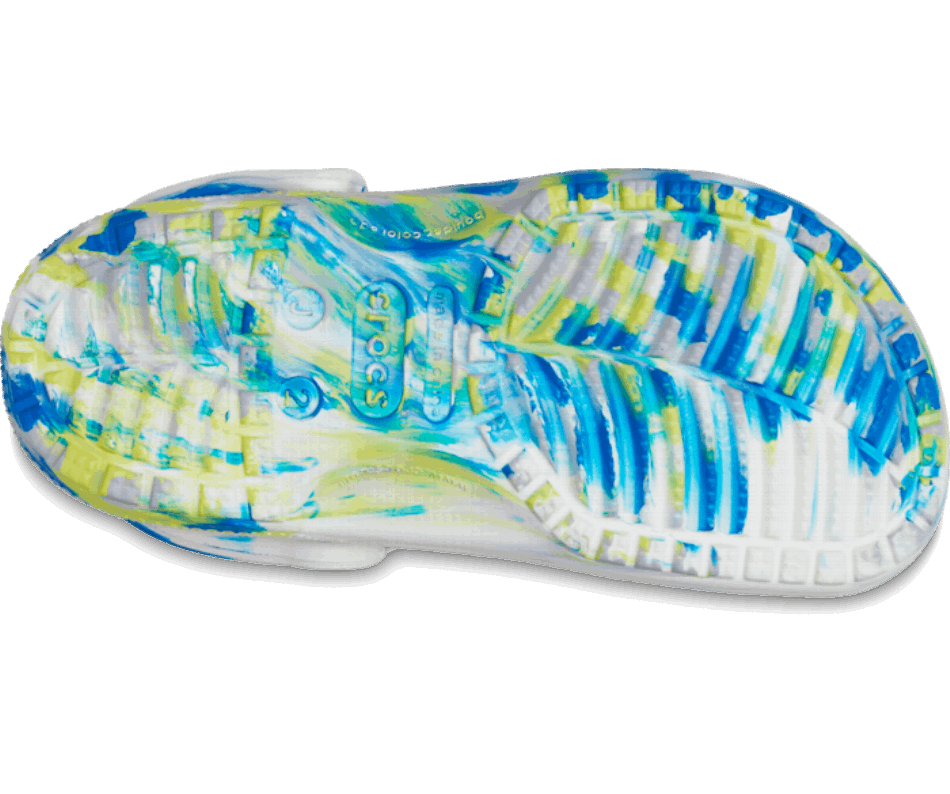 Crocs Kids' Classic Marbled Clog White-Bright Cobalt