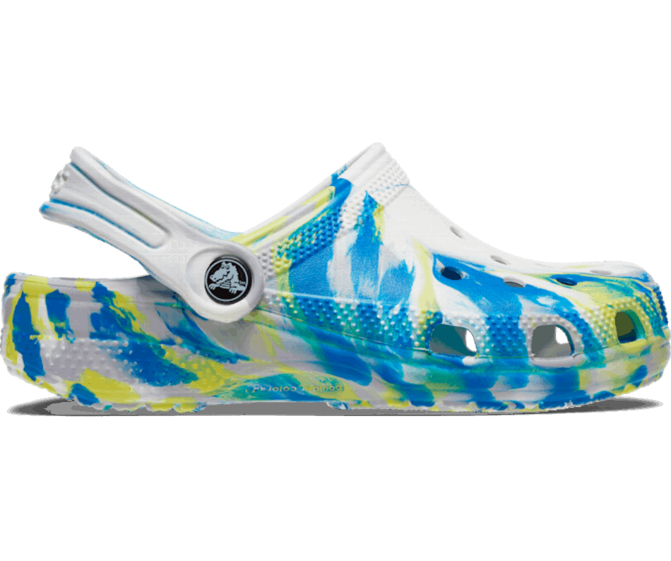 Crocs Kids' Classic Marbled Clog White-Bright Cobalt