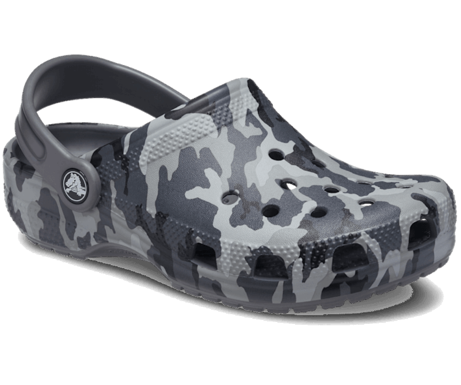 Crocs Kids’Classic Camo Clog Black-Grey