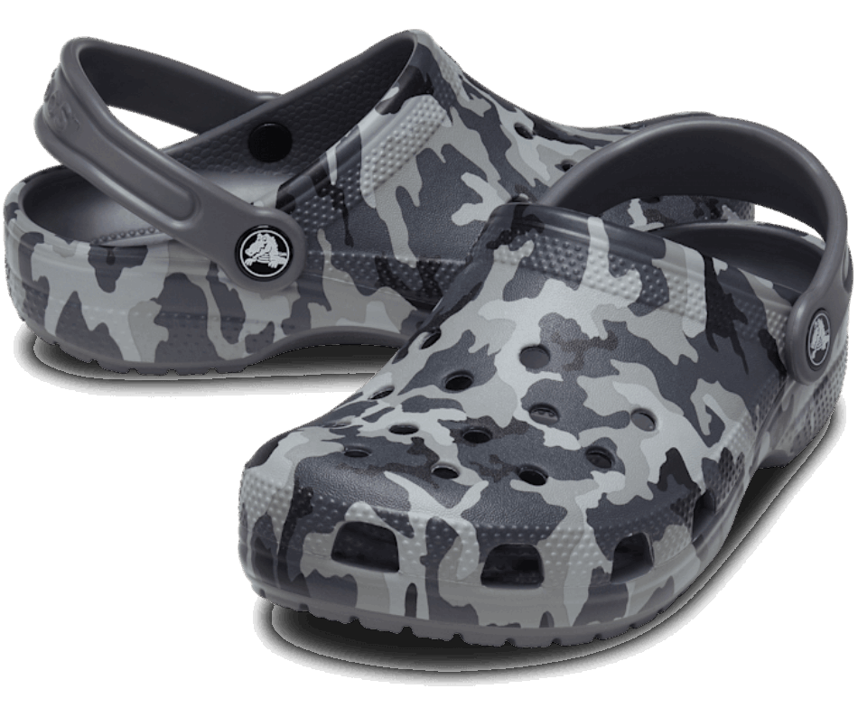 Crocs Kids’Classic Camo Clog Black-Grey