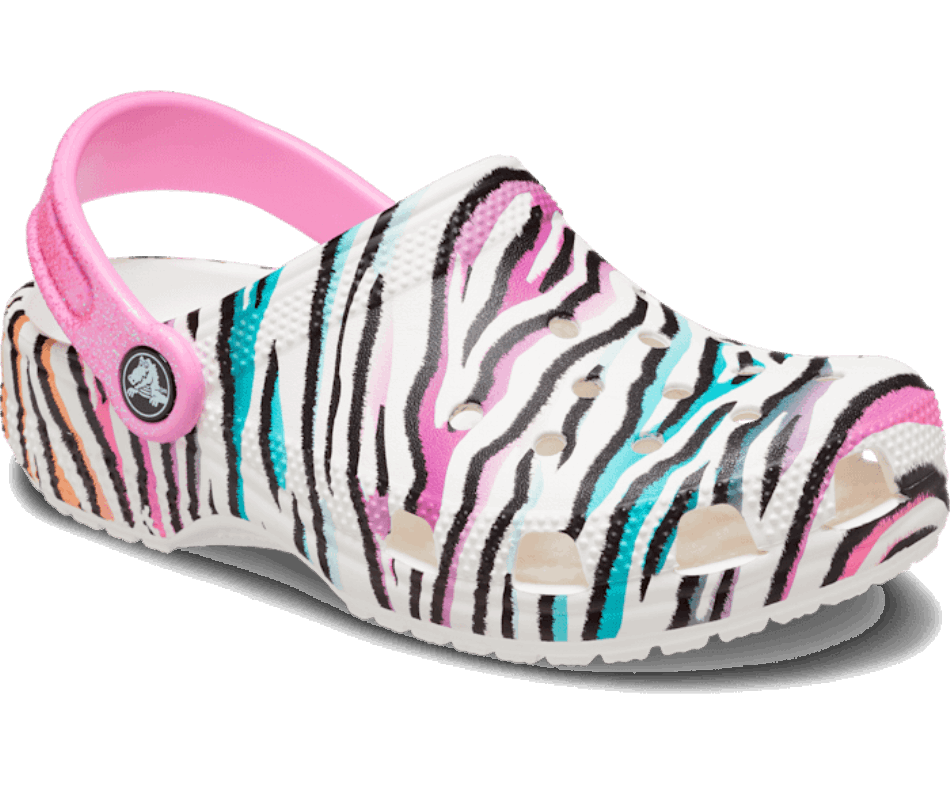 Crocs Kids’Classic Animal Print Clog White-Multi
