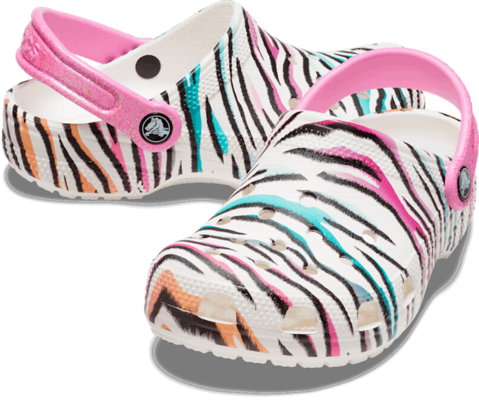 Crocs Kids’Classic Animal Print Clog White-Multi