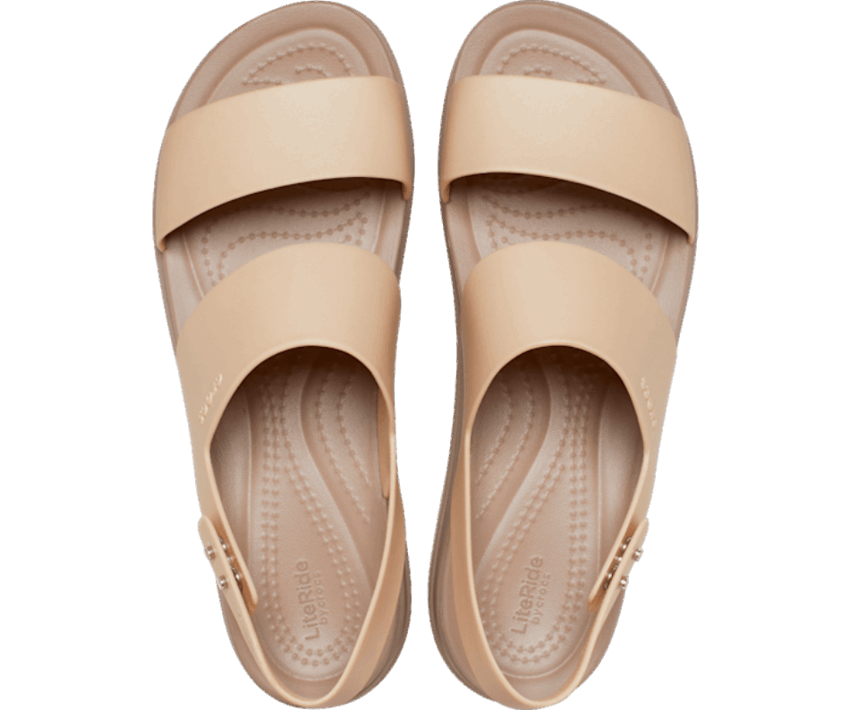 Crocs Women's  Brooklyn Metallic Low Wedge Metallic Champagne