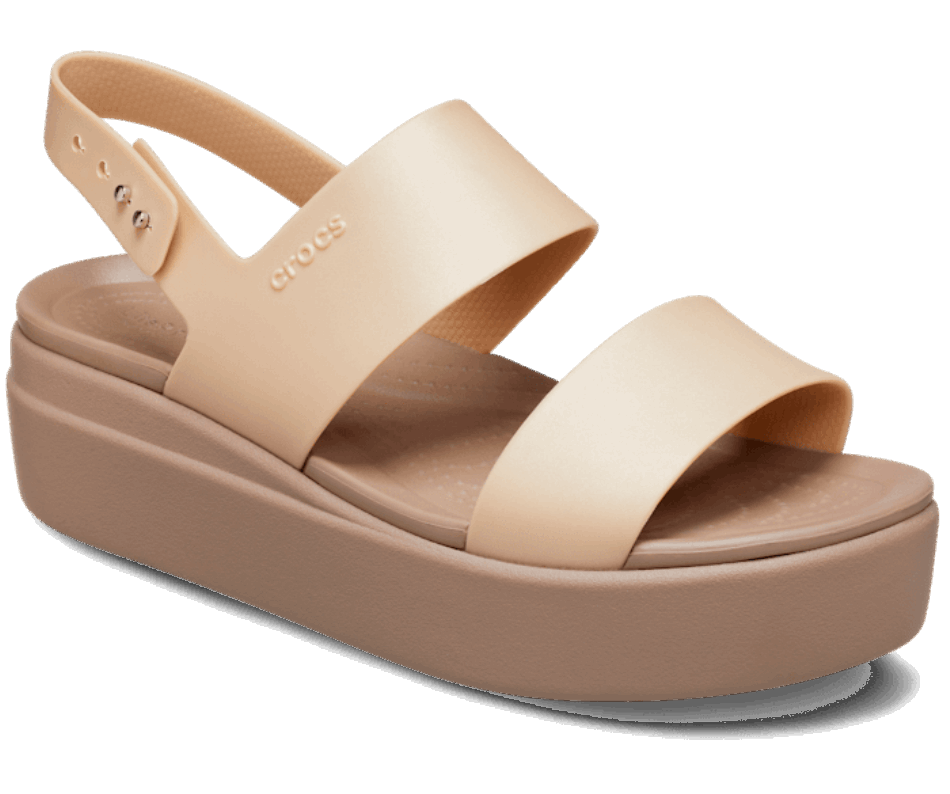 Crocs Women's  Brooklyn Metallic Low Wedge Metallic Champagne