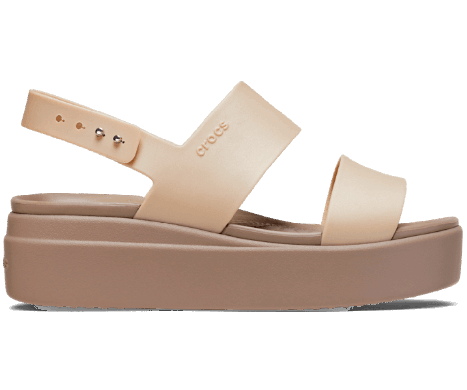 Crocs Women's  Brooklyn Metallic Low Wedge Metallic Champagne