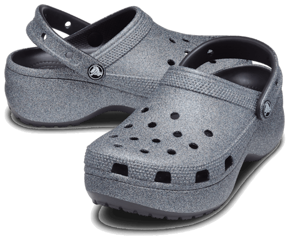 Crocs Women's Classic Platform Glitter Clog Black