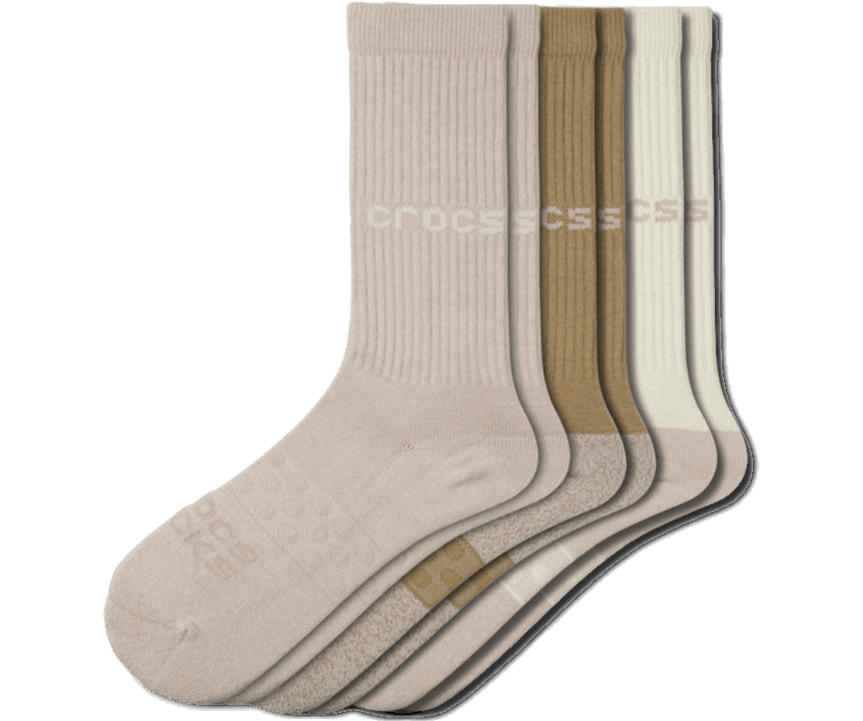 Crocs Socks Adult Crew Solid 3-Pack Mushroom-White