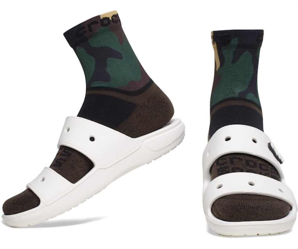 Crocs  Socks Adult Quarter Graphic 3-Pack Black-Camo