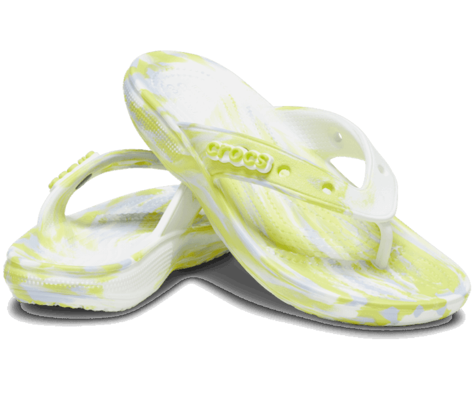 Crocs Classic  Marble Flip White-Microchip