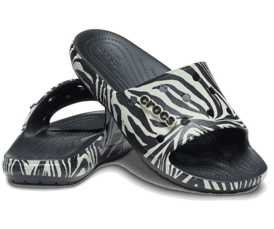 Crocs Classic  Animal Remix Slide Black-Zebra Print