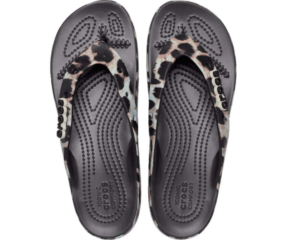 Crocs Classic Platform Animal Remix Flip Black-Leopard