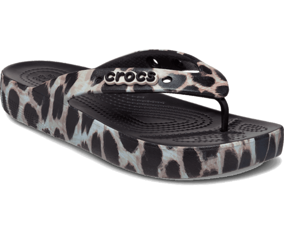Crocs Classic Platform Animal Remix Flip Black-Leopard