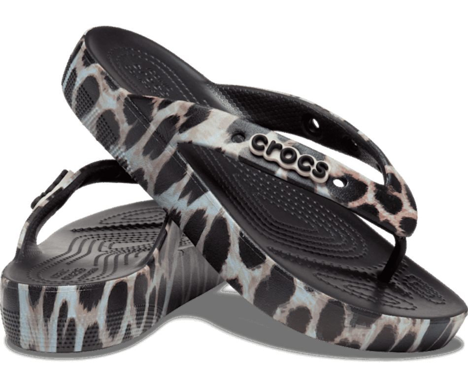 Crocs Classic Platform Animal Remix Flip Black-Leopard