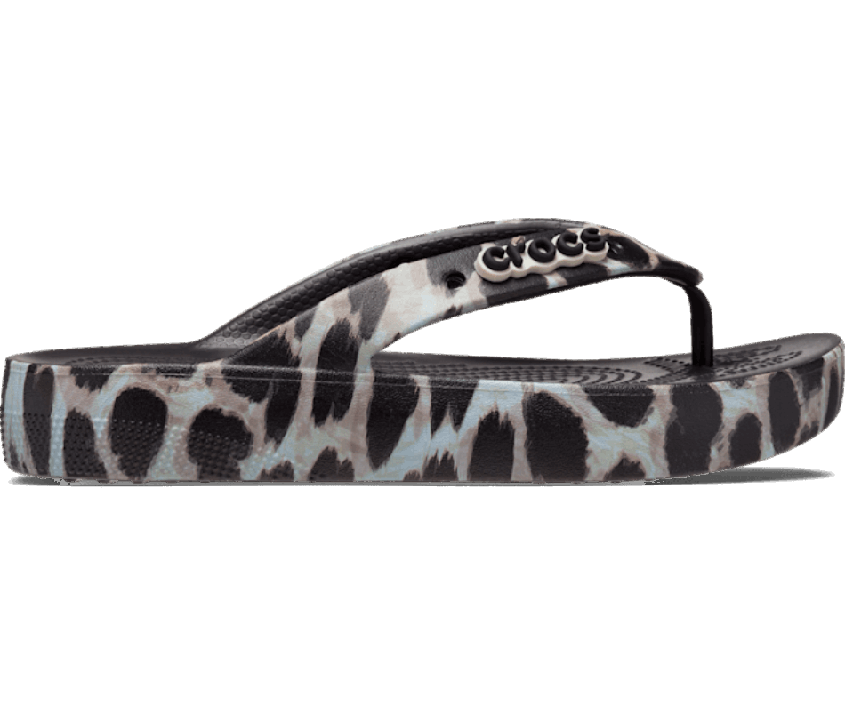 Crocs Classic Platform Animal Remix Flip Black-Leopard