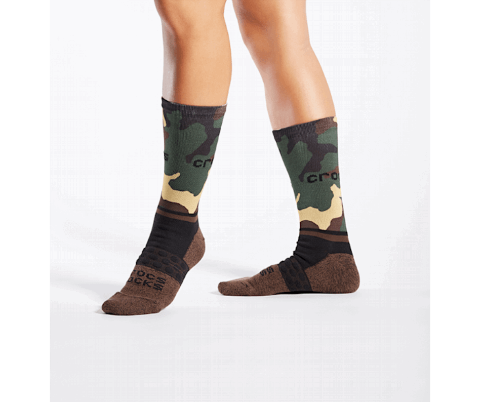 Crocs  Socks Adult Crew Graphic 3-Pack Black-Camo