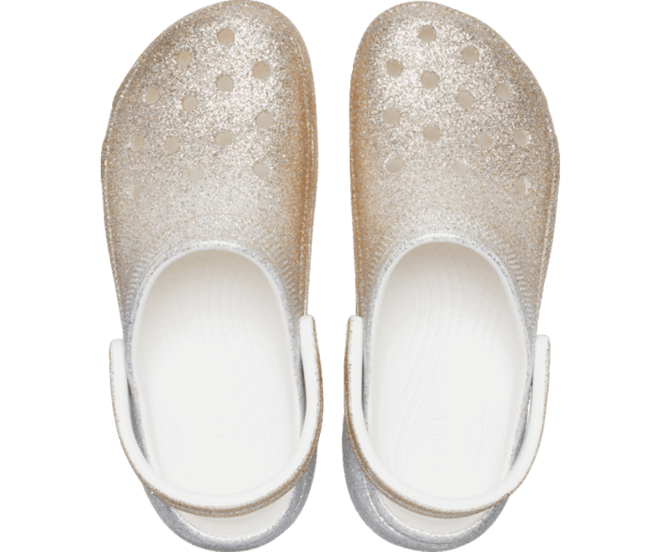 Crocs Women's Classic Platform Ombre Glitter Clog White-Gold