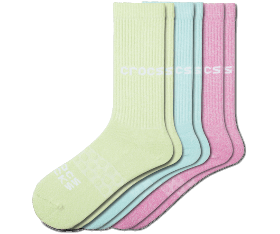 Crocs Socks Adult Twisted Yarn Crew Solid 3-Pack White-Multi