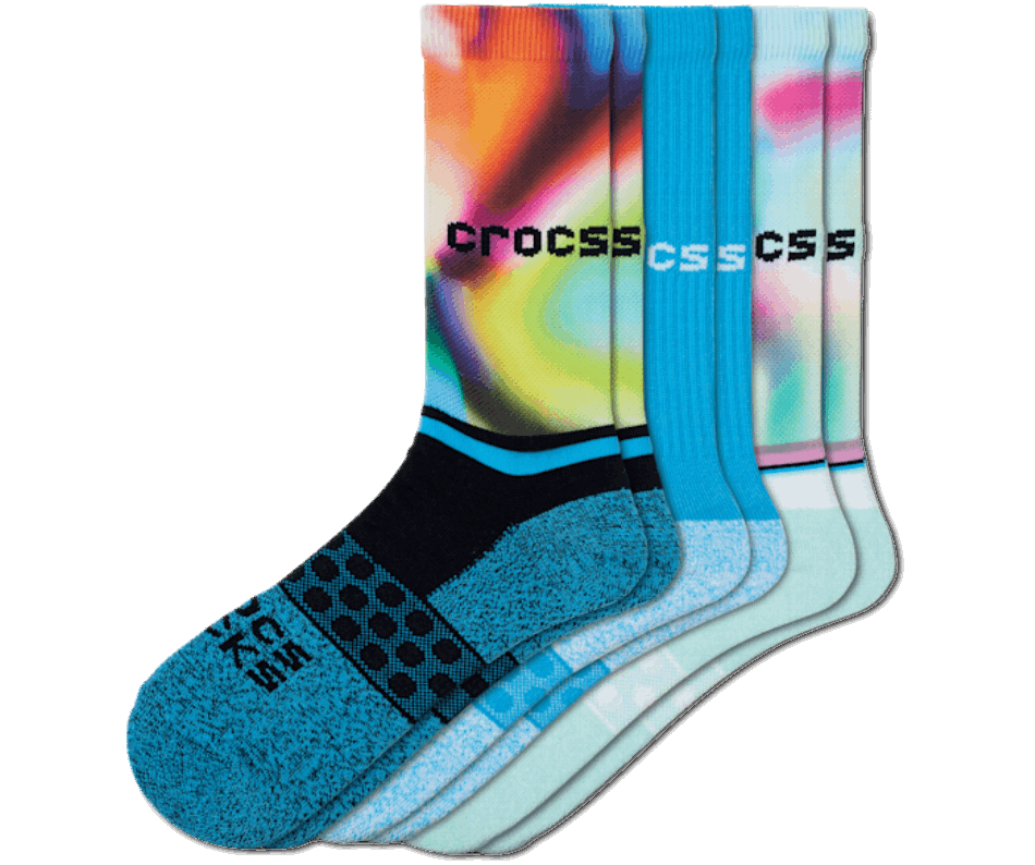 Crocs Socks Adult Crew Seasonal Solarized 3 Pack Multi
