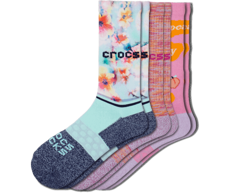Crocs Socks Adult Crew Seasonal Day Dreamer 3 Pack Pink-Fluorescent