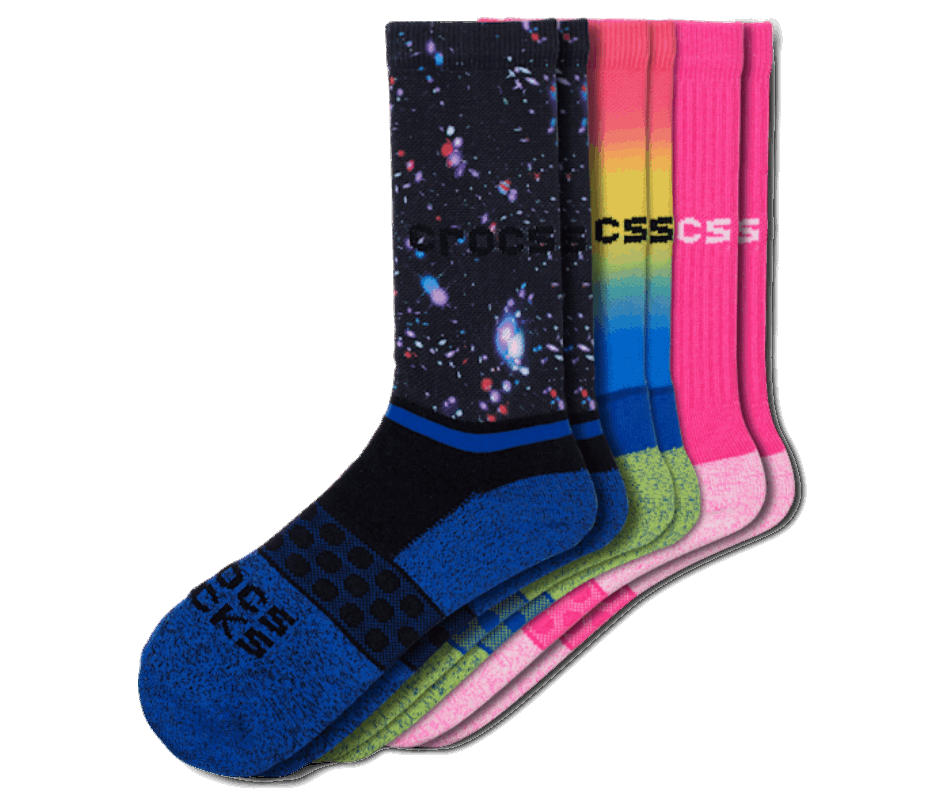 Crocs Socks Adult Crew Seasonal Out Of This World 3 Pack Black-Multi