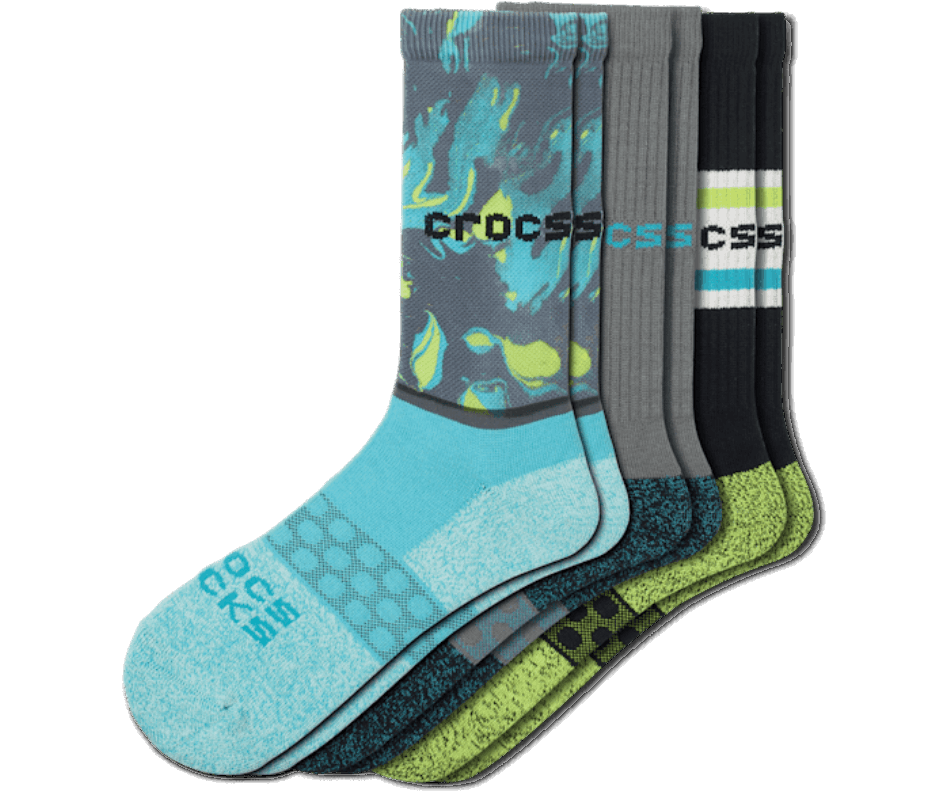 Crocs Socks Adult Crew Seasonal Marble 3 Pack Slate Grey-Multi