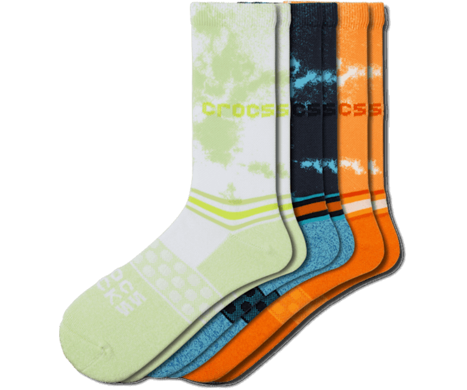 Crocs Socks Adult Crew Seasonal Dye 3 Pack Multi