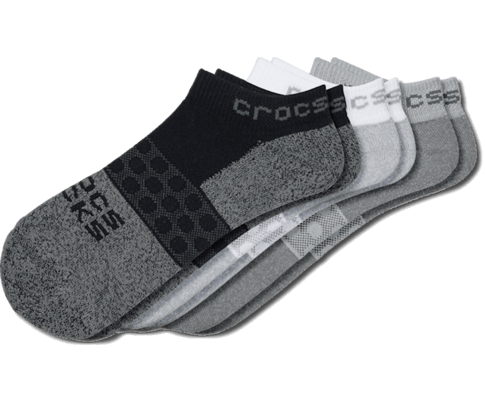 Crocs Socks Adult Low Solid Core 3 Pack Black-Grey