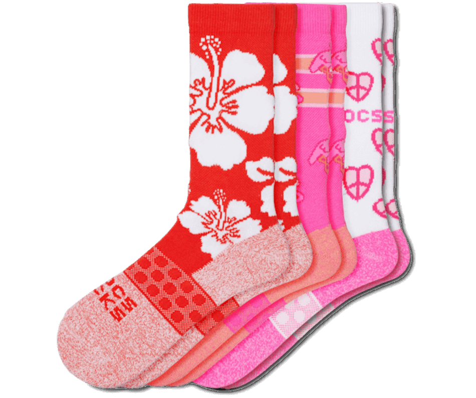 Crocs Socks Adult Crew Retro Resort 3 Pack Electric Pink-Multi