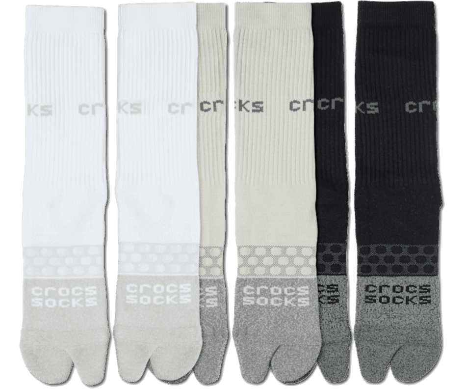 Crocs Socks Adult Flip Flop Sock 3 Pack White-Black