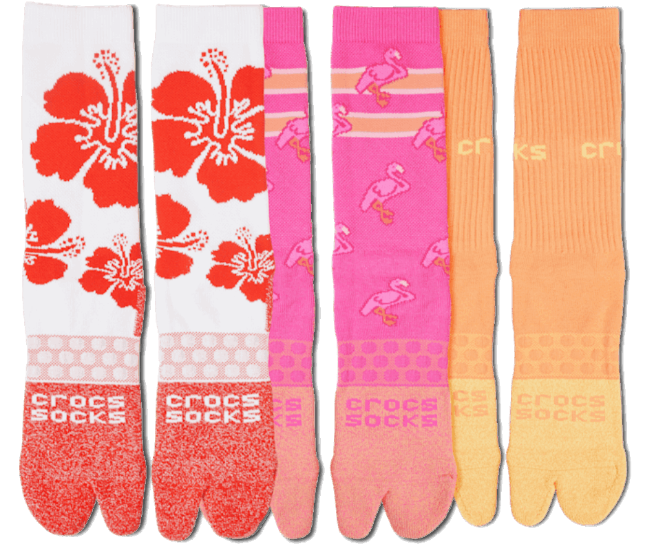Crocs Socks Adult Flip Flop Sock 3 Pack Tropical-White