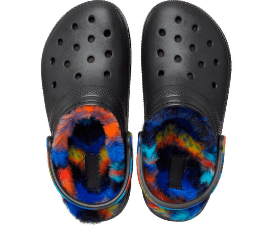 Crocs Classic Fur Lined Spray Dye Clog Black-Multi