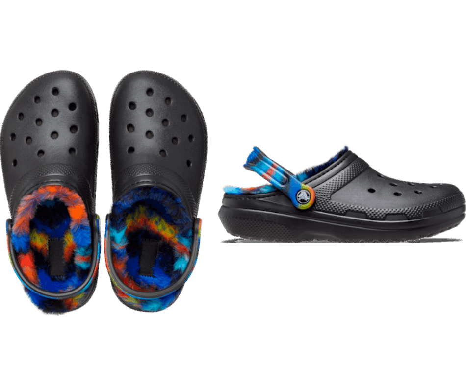 Crocs Classic Fur Lined Spray Dye Clog Black-Multi
