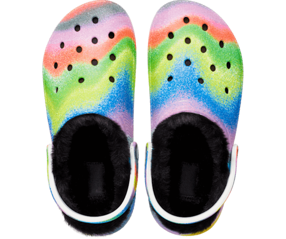Crocs Classic Fur Lined Spray Dye Clog White-Multi