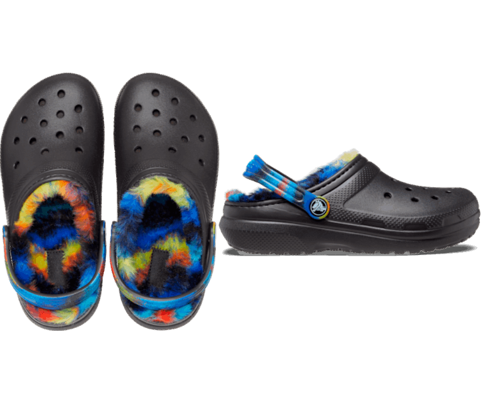 Crocs Kids' Classic Lined Spray Dye Clog Black-Multi