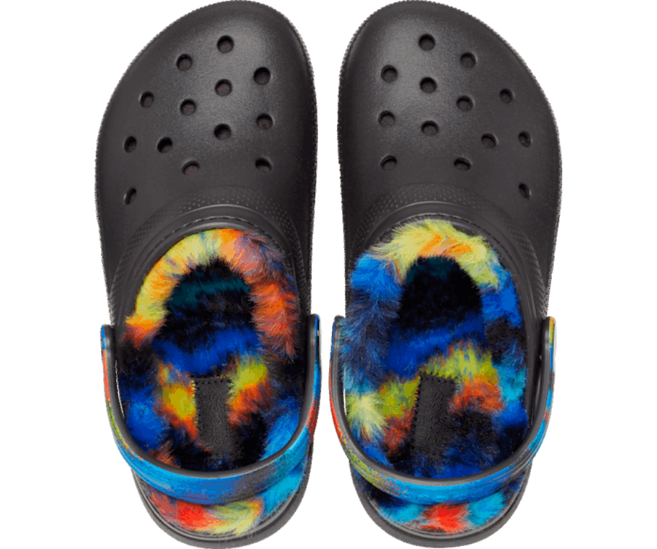 Crocs Kids' Classic Lined Spray Dye Clog Black-Multi