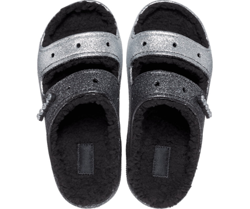 Crocs Classic  Cozzzy Glitter Sandal Black-Silver